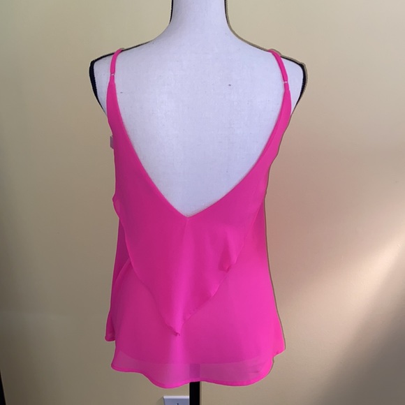 “Naked Zebra” Neon pink spaghetti strap top with ruffled front and back. Size S - Picture 4 of 14